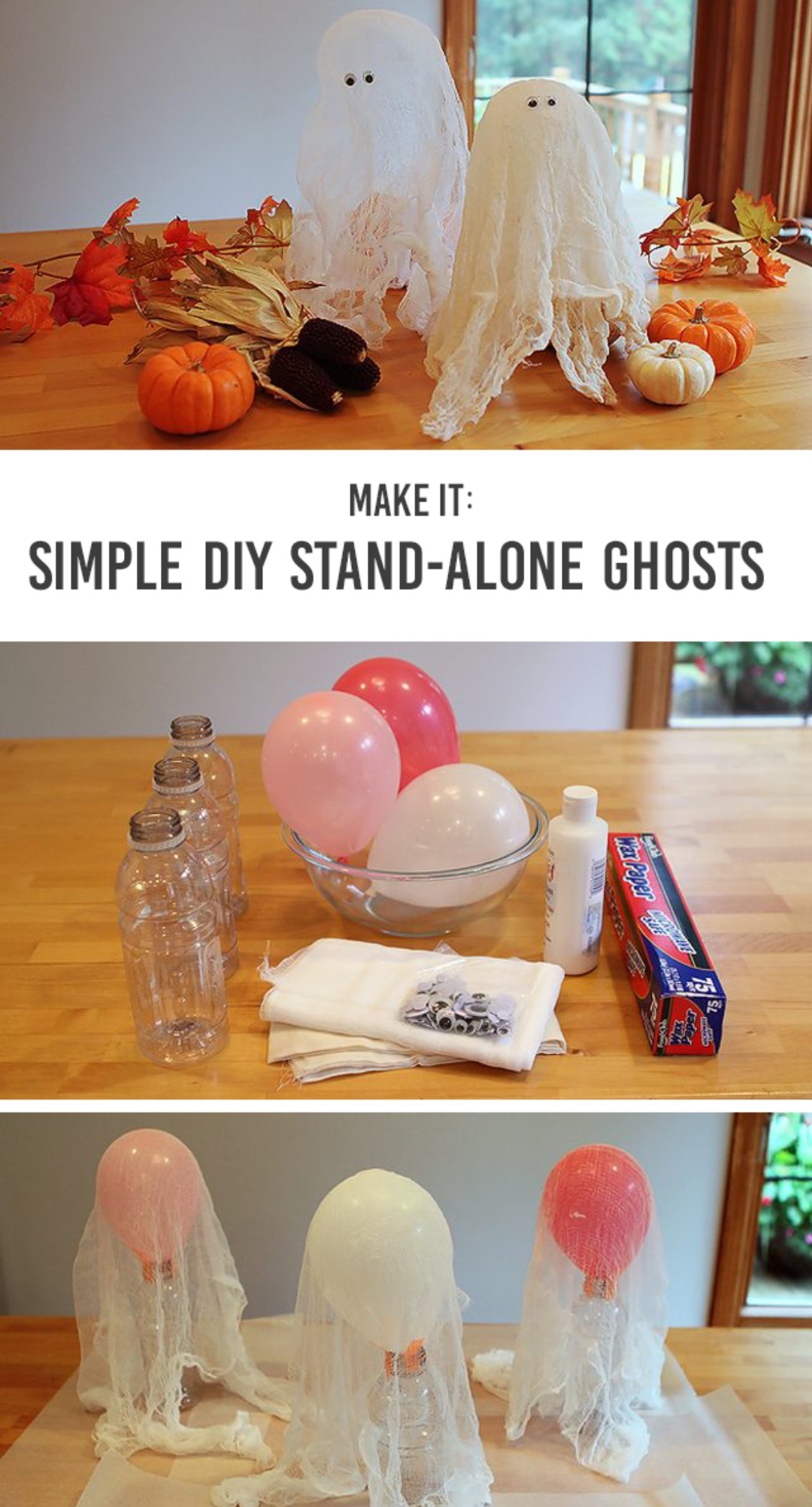 Cheesecloth ghosts Halloween decorations to make