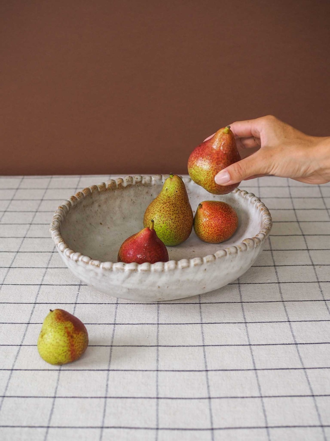 Ochre Ceramics handmade fruit bowl with pears