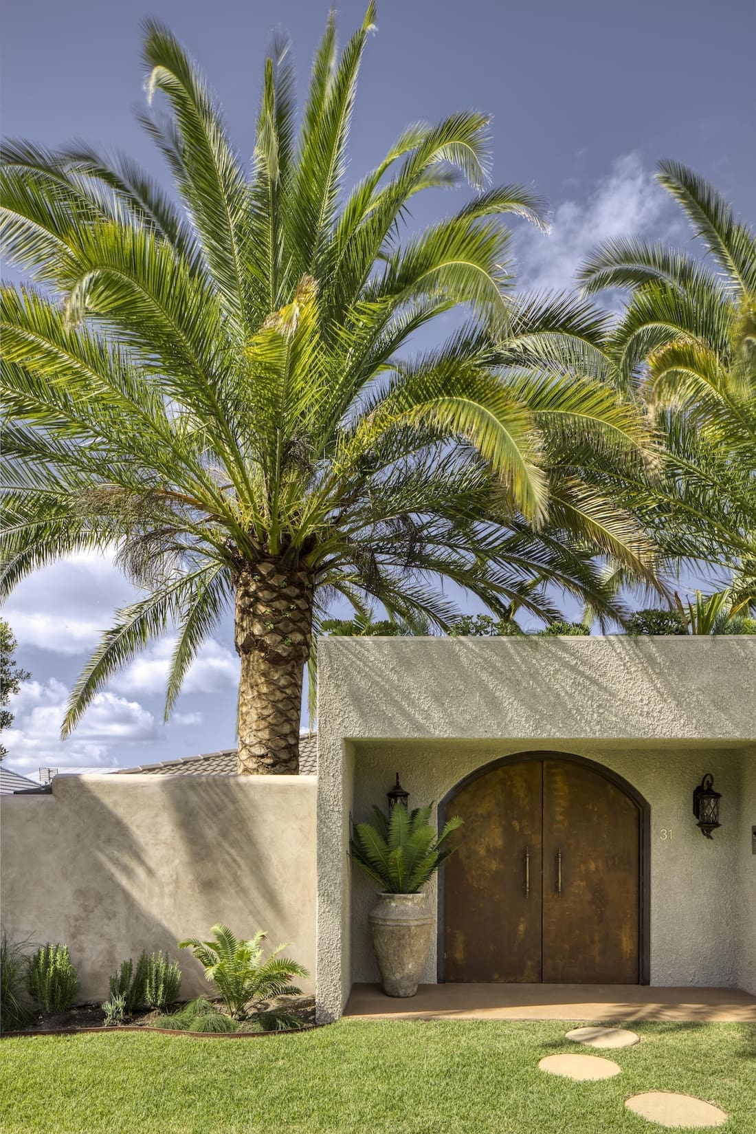 Palm trees outside Ruin X house