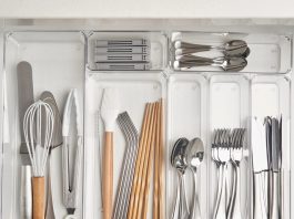 Acrylic drawer dividers for cutlery and utensils