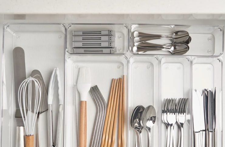 Acrylic drawer dividers for cutlery and utensils