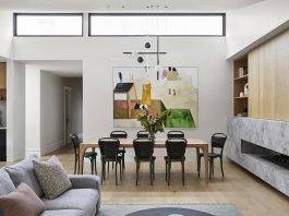 Modern dining room with modern pendant light