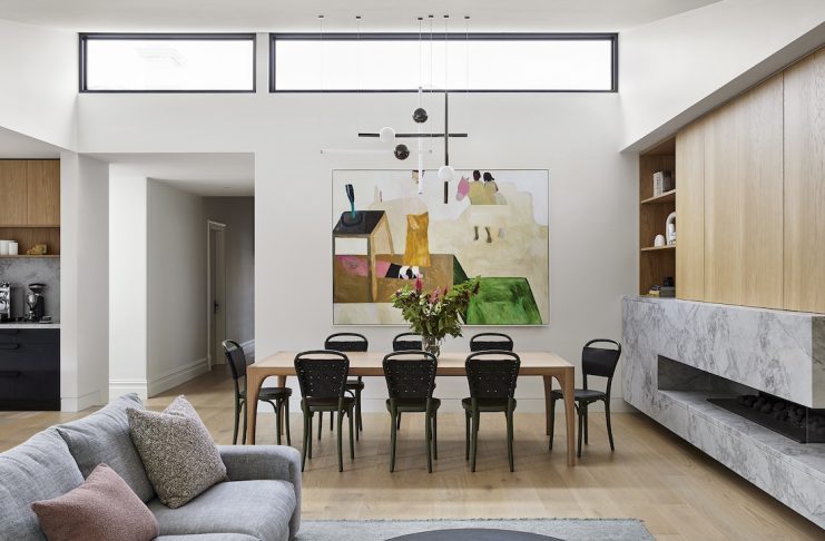 Modern dining room with modern pendant light