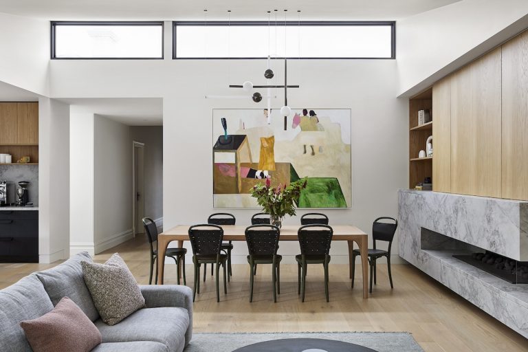 Modern dining room with modern pendant light