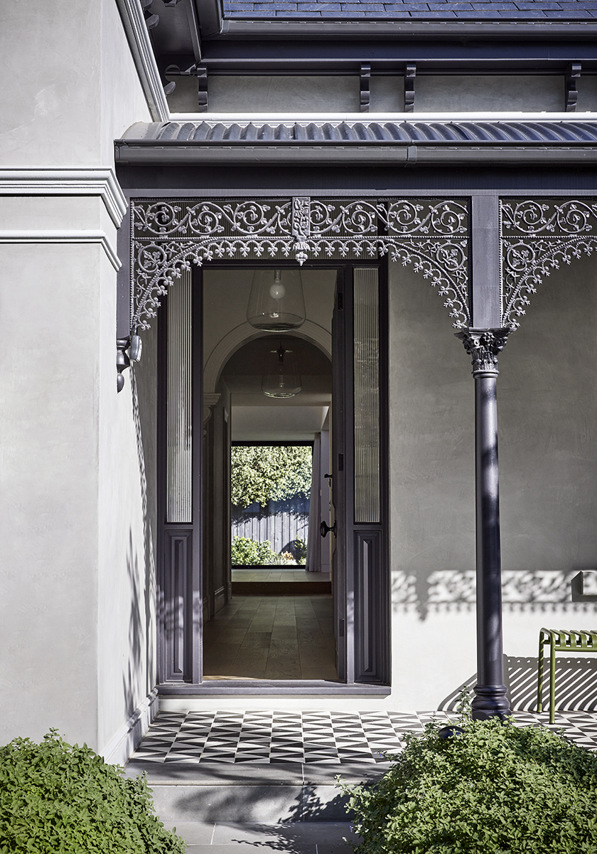 Front entry of Victorian style home Elsternwick House