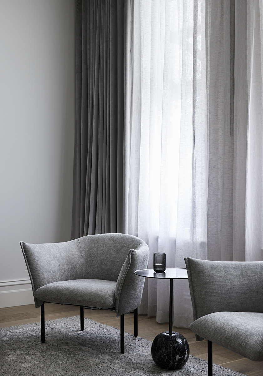 Grey seating space in Elsternwick House