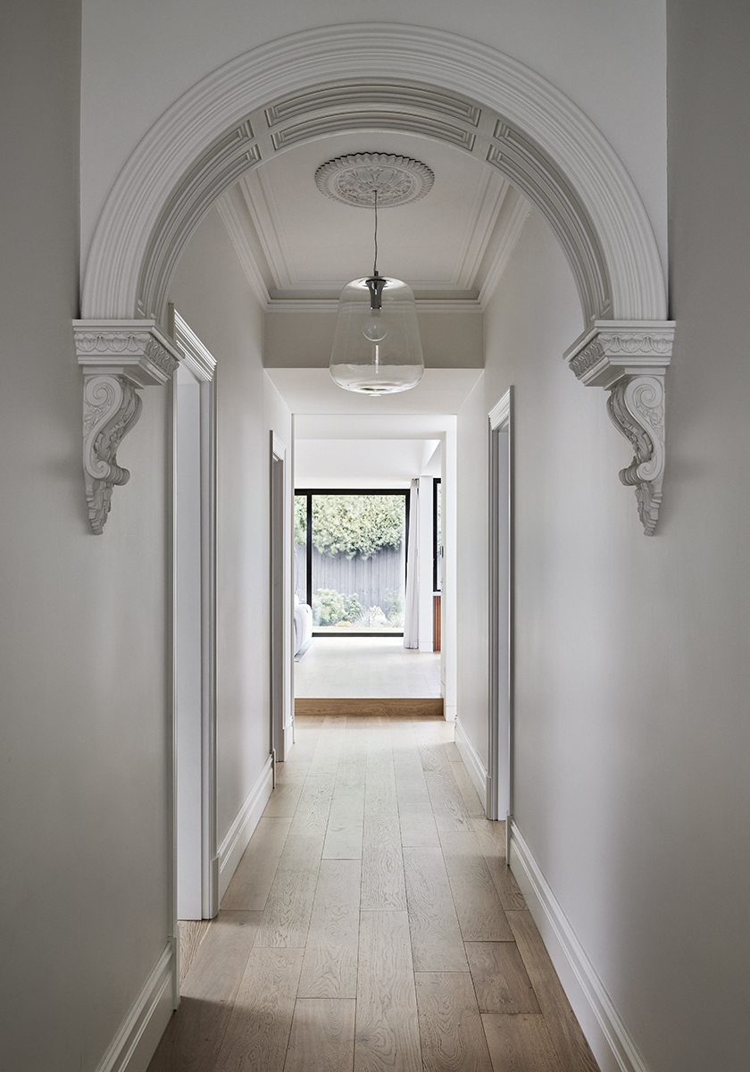 Original Victorian style archway hallway in Elsternwick House