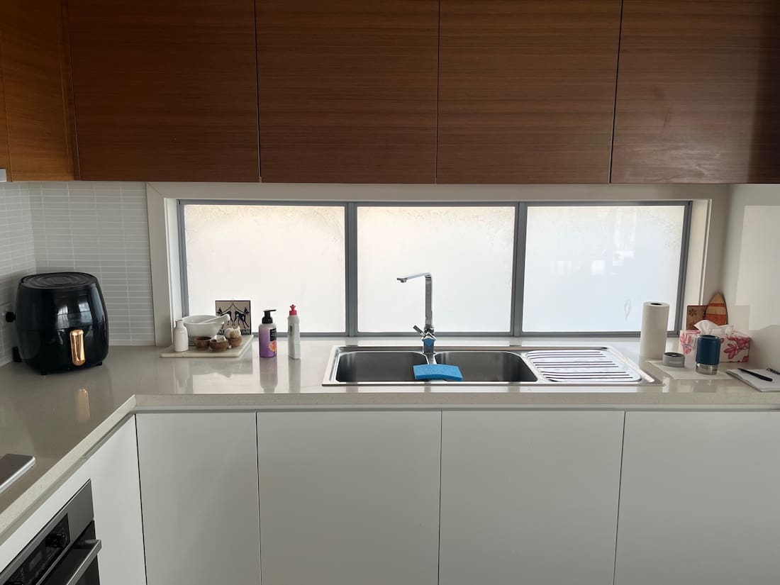 Typical 2000s kitchen before the makeover in this Mount Martha home renovation