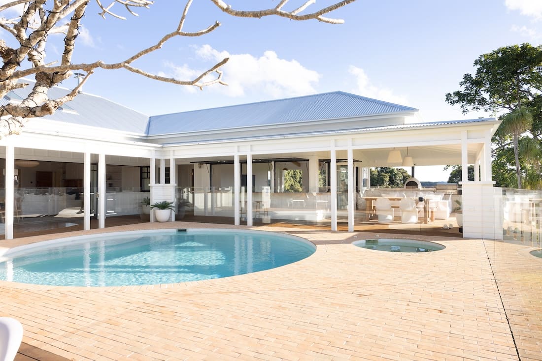 Pool looking back to house at Rocklee House