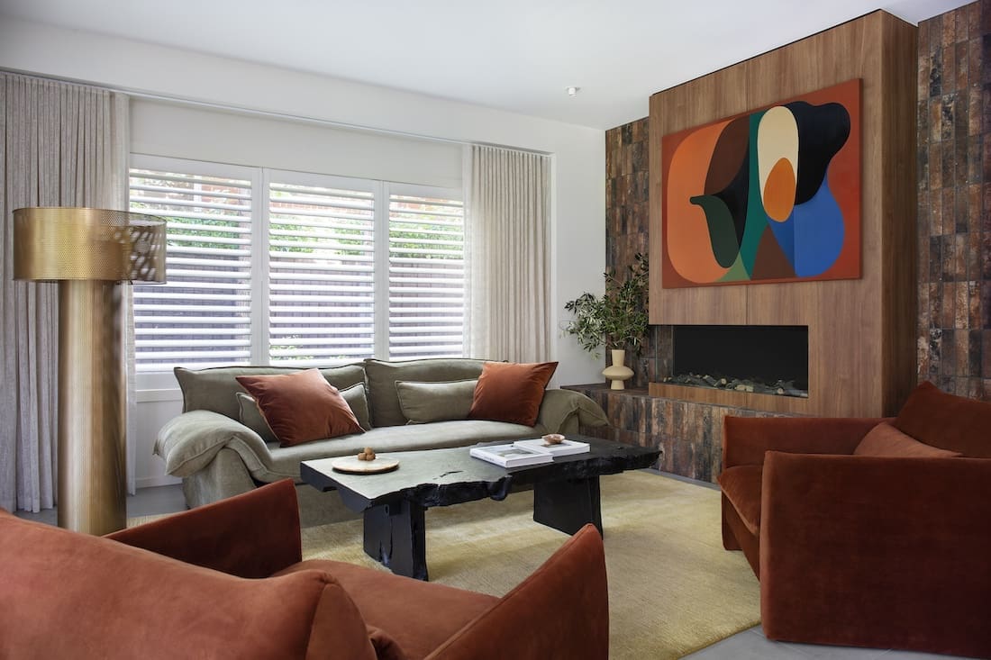 Colourful living room in Warm Embrace residence by The Stylesmiths