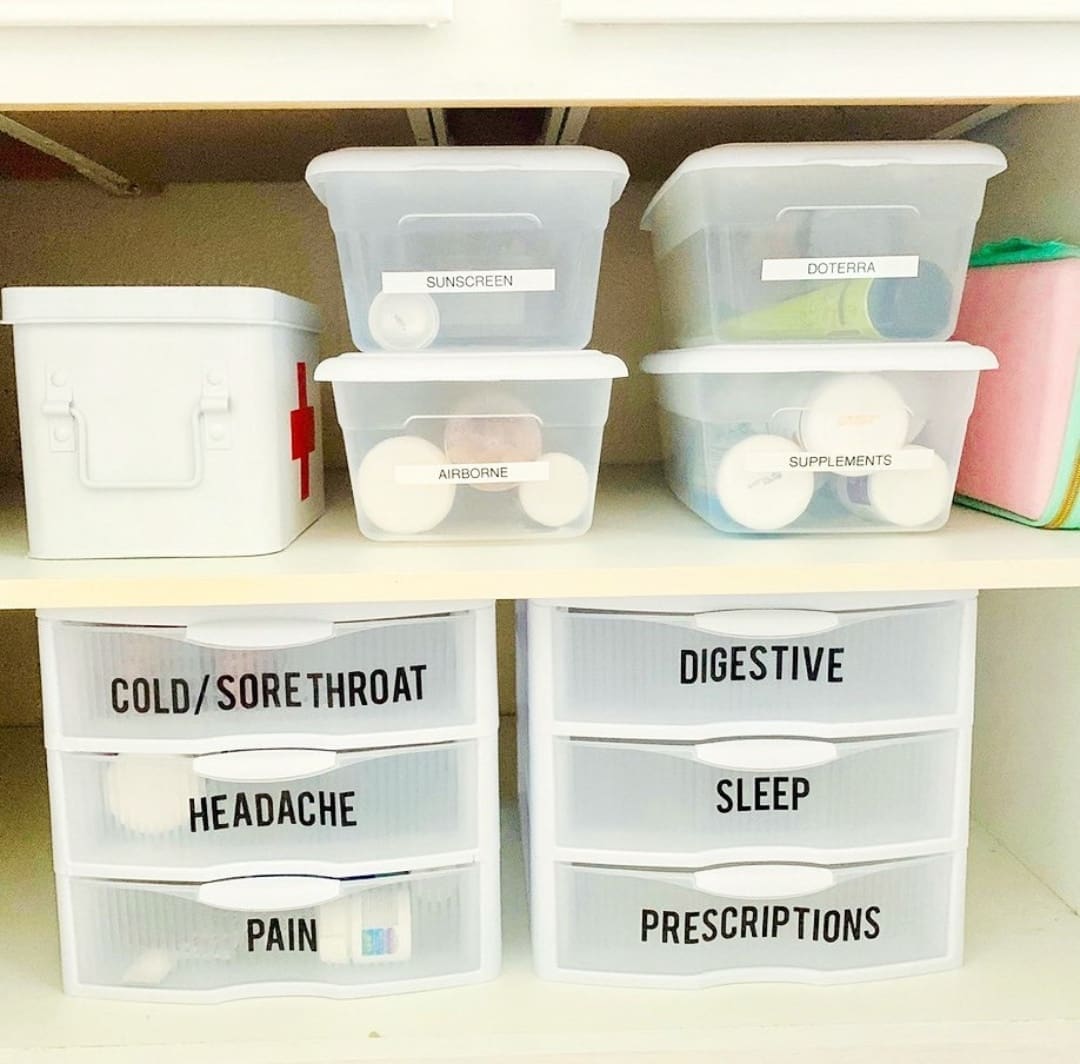 Organised medication and first aid kit