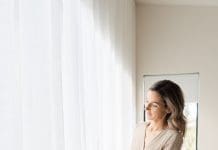 Sheer curtains in the bedroom