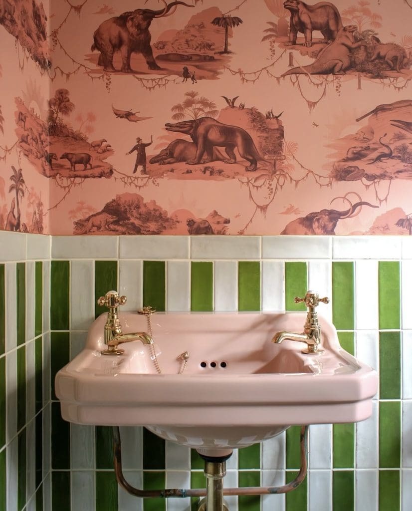 Pink basin powder room