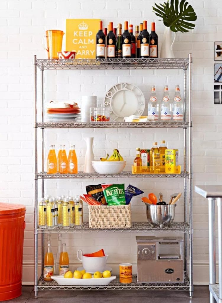Wire shelves for additional kitchen storage