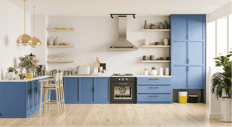 Blue coastal modern kitchen interior design trends
