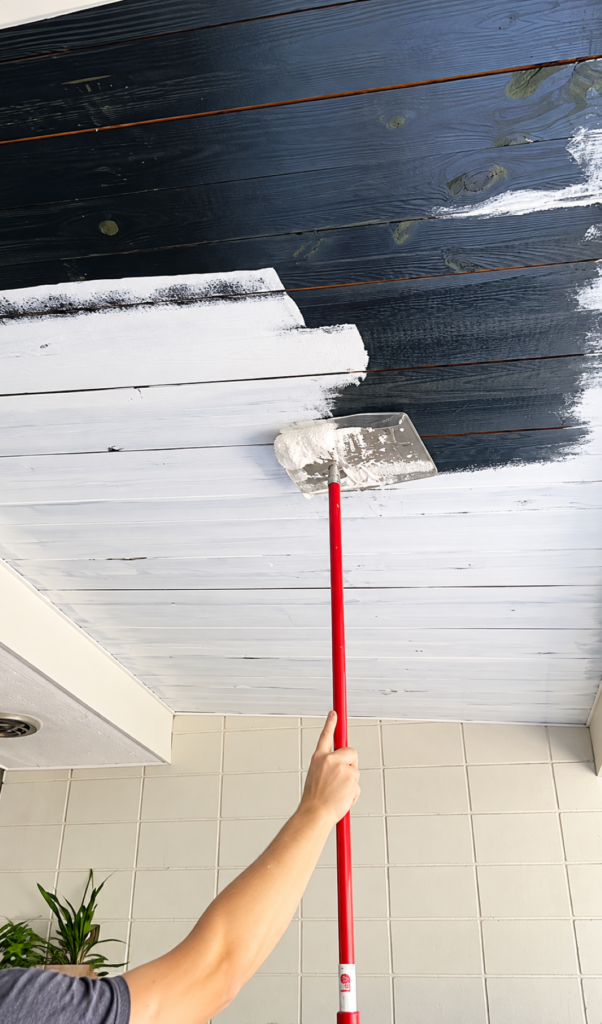 Painting a Dark Wooden Ceiling White