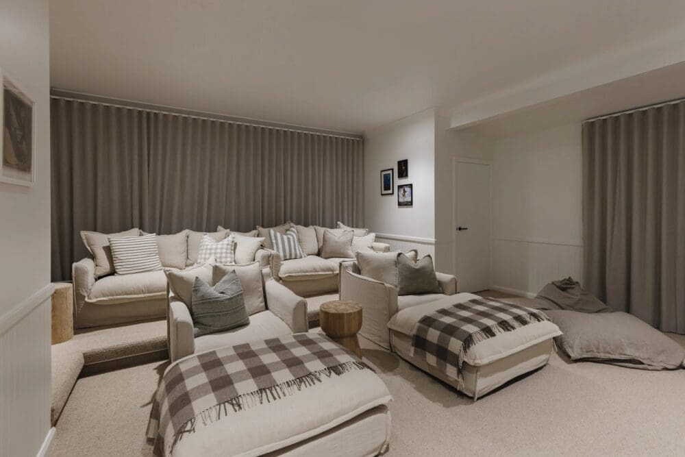 Media room in Ewingsdale home