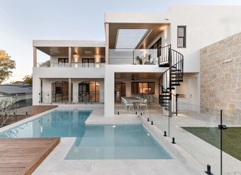 Pool and exterior of home at The Stables Burraneer House