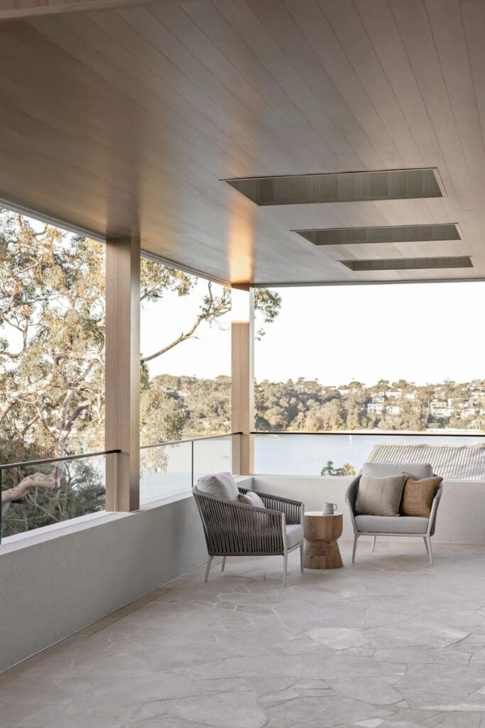 Verandah view with skylights and seating area at The Stables Burraneer House