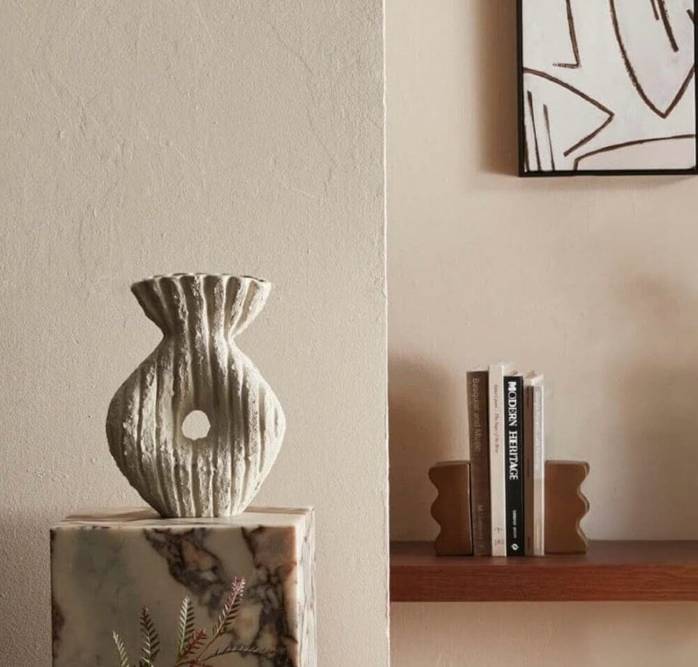 Else Collective vase by Elena Strohfeldt styled on stone plinth
