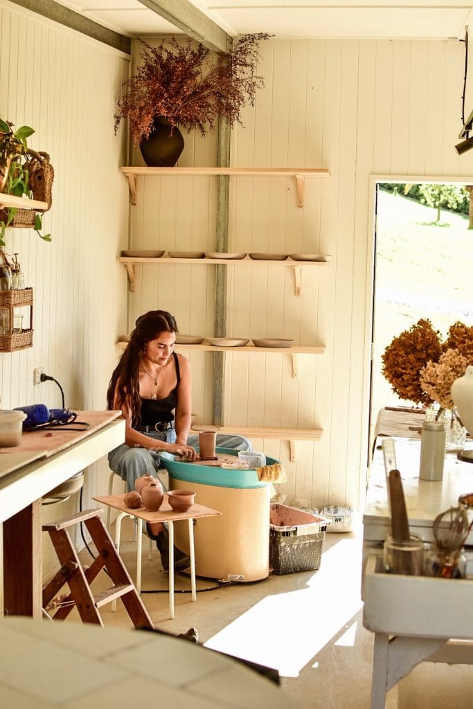 Carol Taylor from Clayhead Ceramics in studio