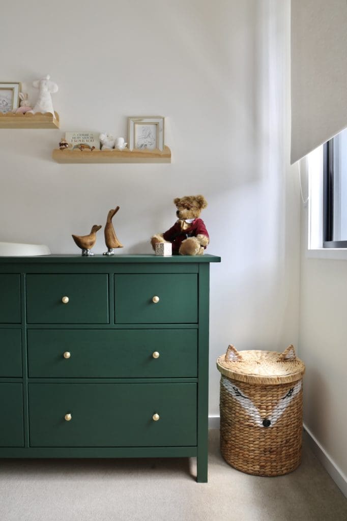 Forest green chest of drawers IKEA hack