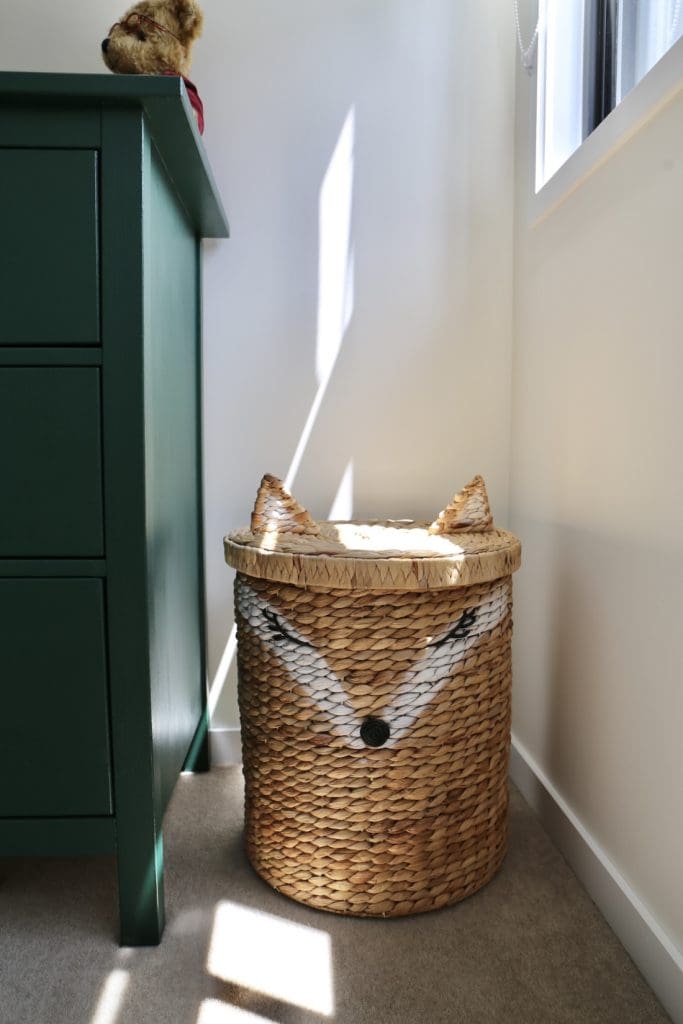 Fox toy basket in nursery