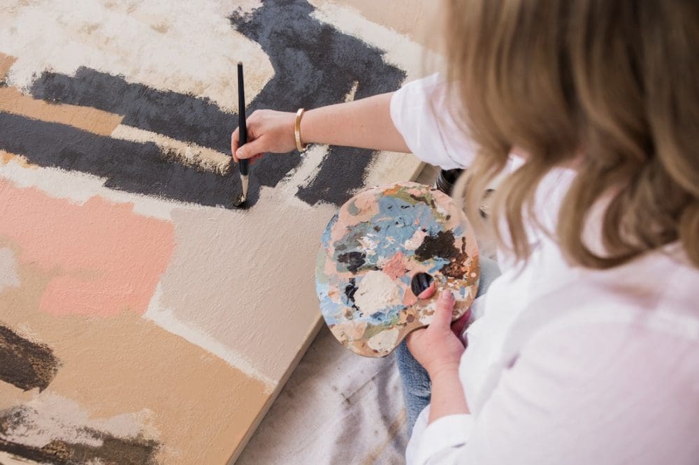 Loose brush strokes creating layered composition