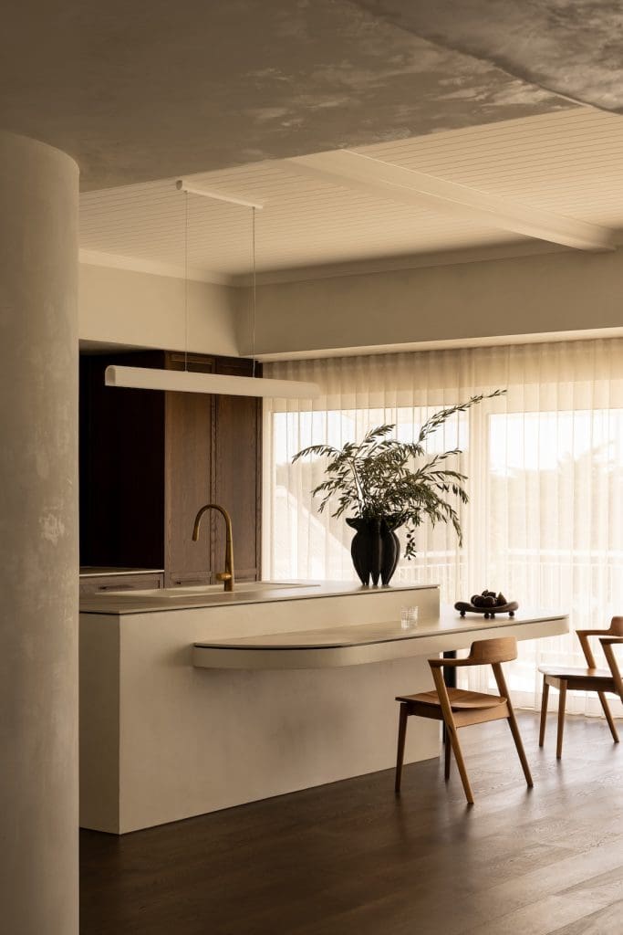 Floating island in kitchen at Coastal Alchemy by The Stylesmiths