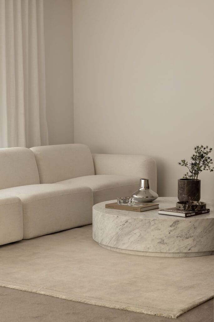 Living room styling at Deakin Home