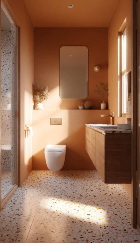 Orange terrazzo bathroom