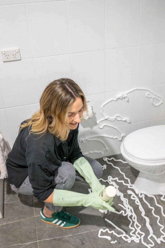 Shaving cream spread all over the toilet