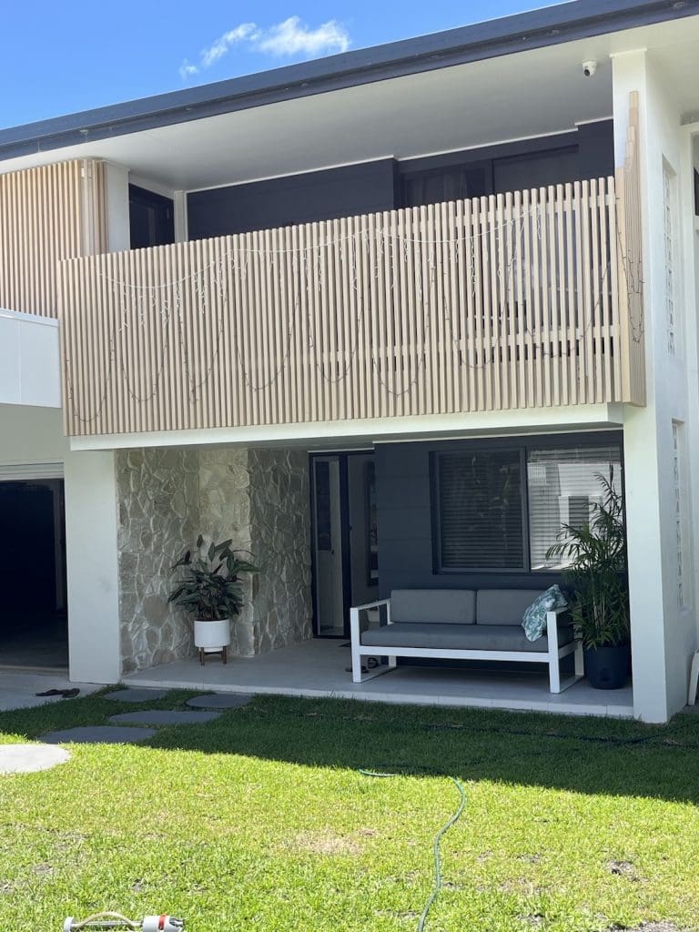 DIY stone wall makeover by Bec Riley from Rileygoodadventures - after the facade project