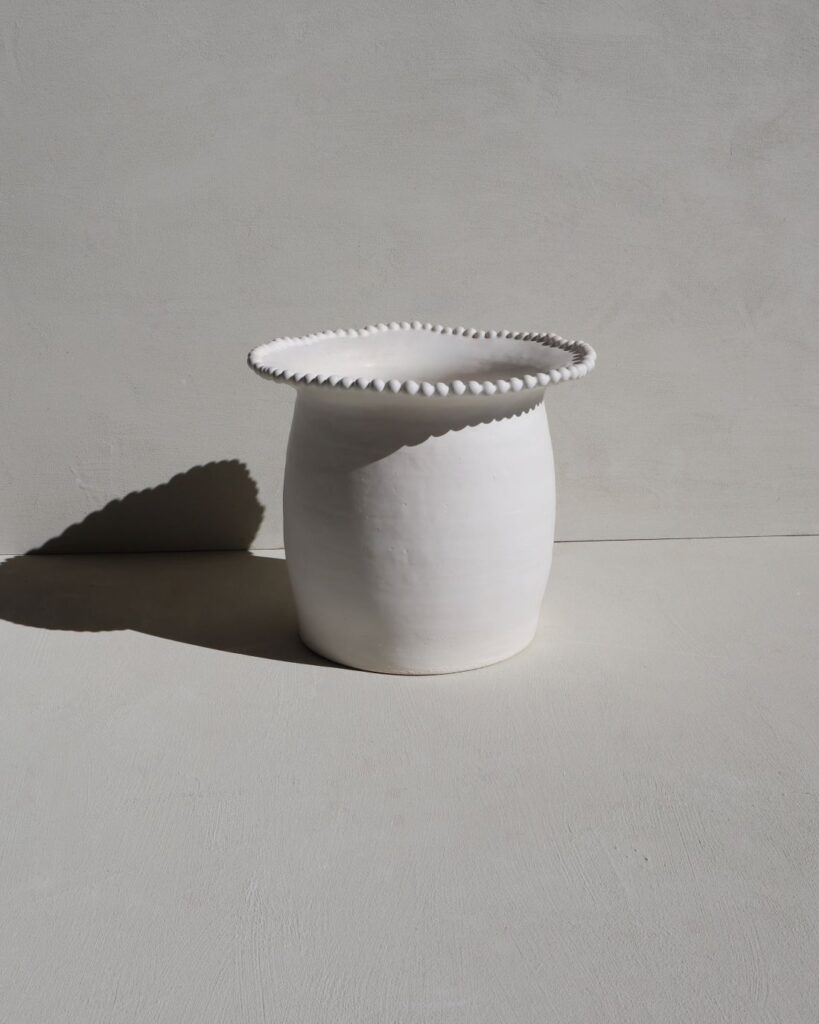 Eva Temple sculptural vessel with beaded rim