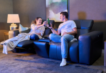 Durham 2 Seater Power Reclining Sofa with Console in Leather