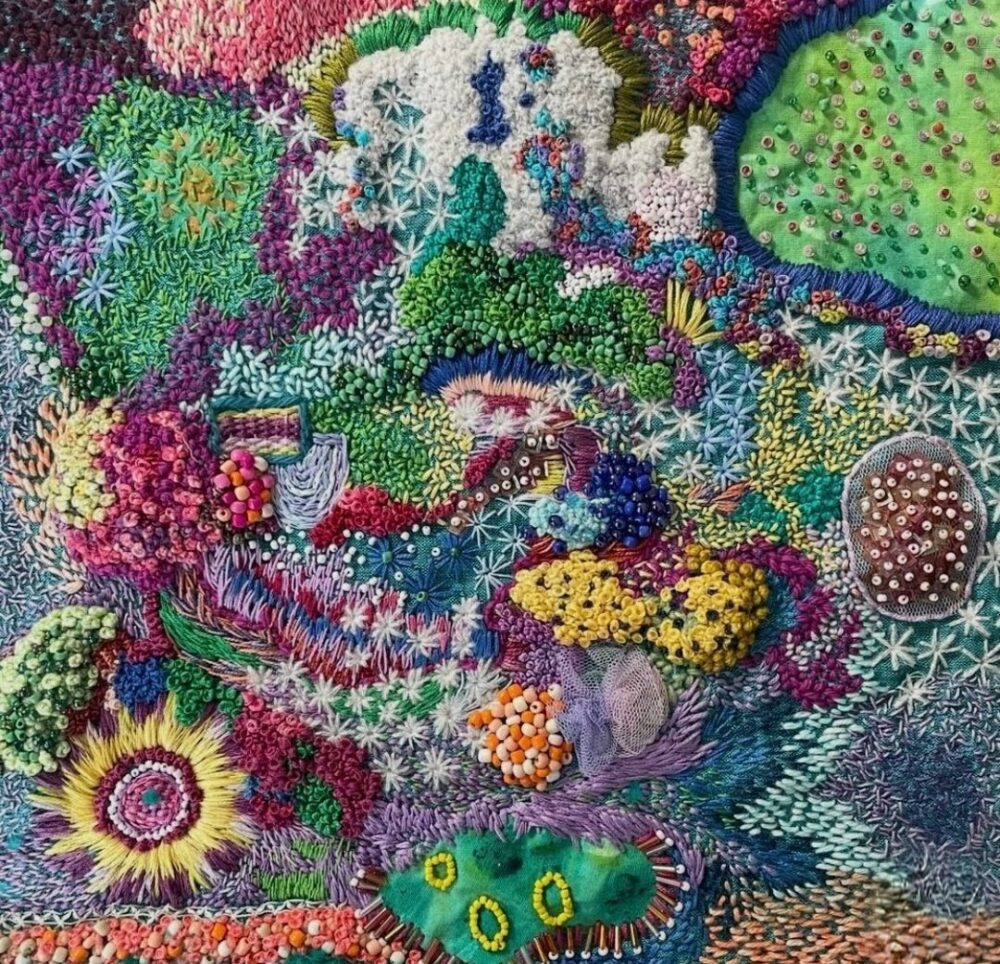 Colourful embroidered artwork by Elizabeth Sullivan