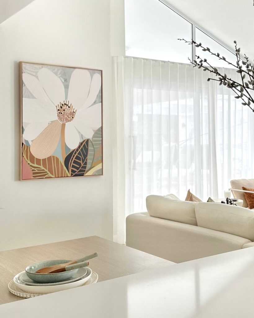 Haven Prints floral artwork in dining space