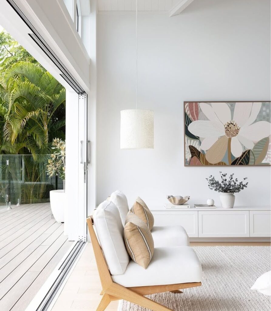 Haven Prints artwork magnolia art in white living room