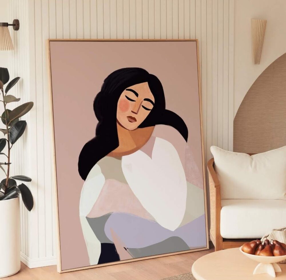 Haven Prints artwork featuring woman with dark hair