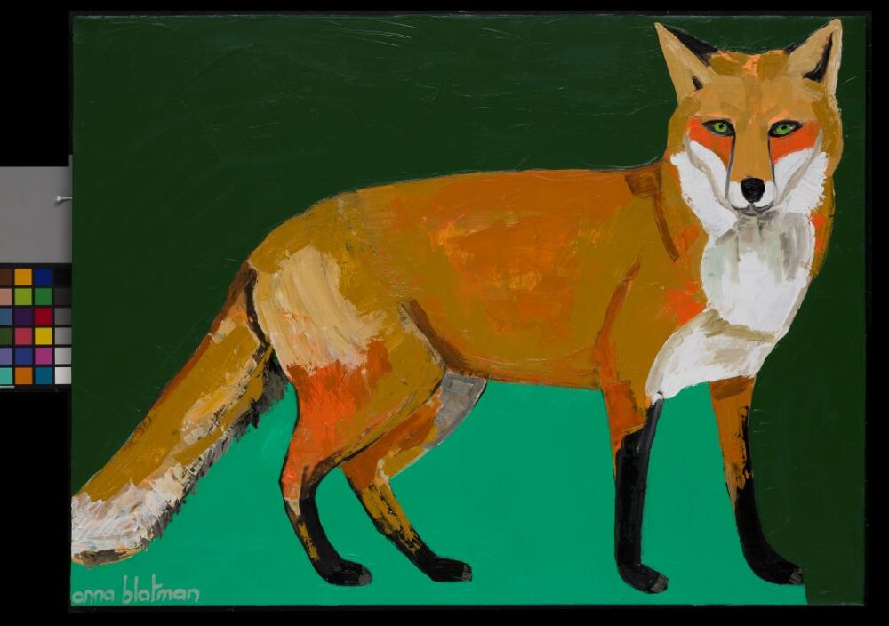 Striking fox portrait in bold tones
