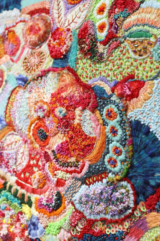 Detail of Embroidered Artwork by Elizabeth Sullivan
