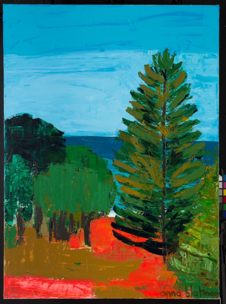 Coastal landscape with bold textured brushstrokes