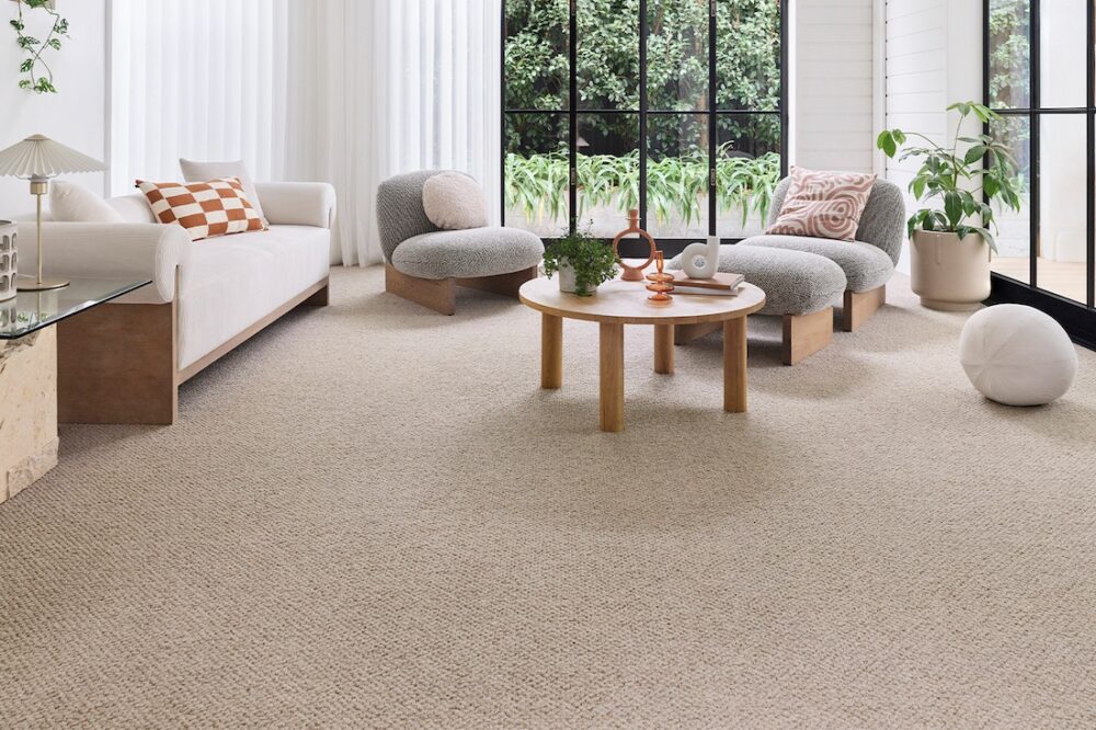 Luxe knotted oatmeal coloured carpet