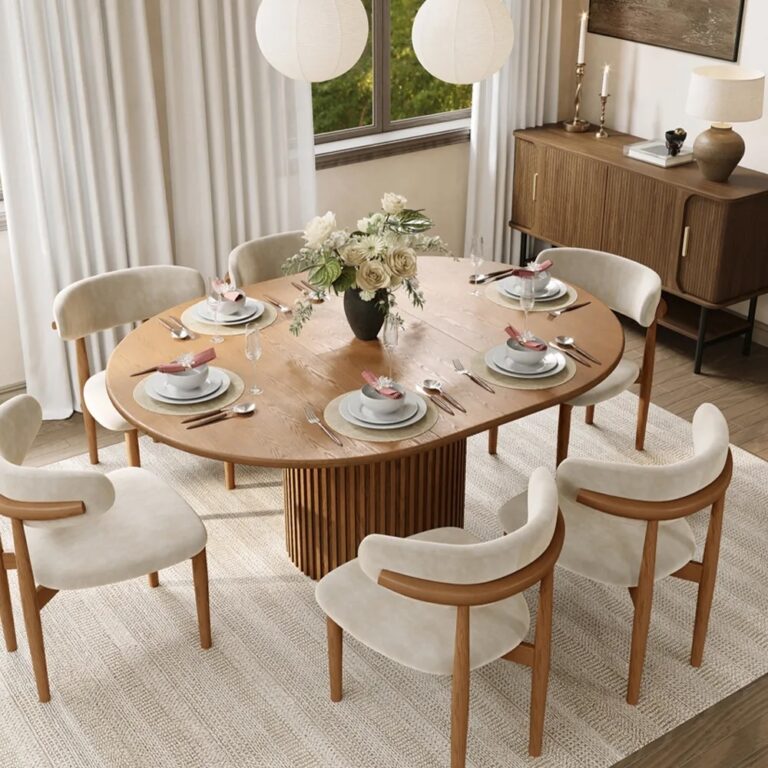 Timber extendable dining table
