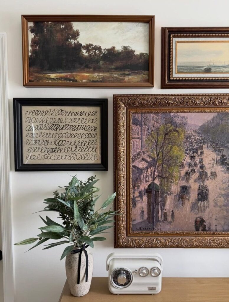 Gallery wall in bedroom