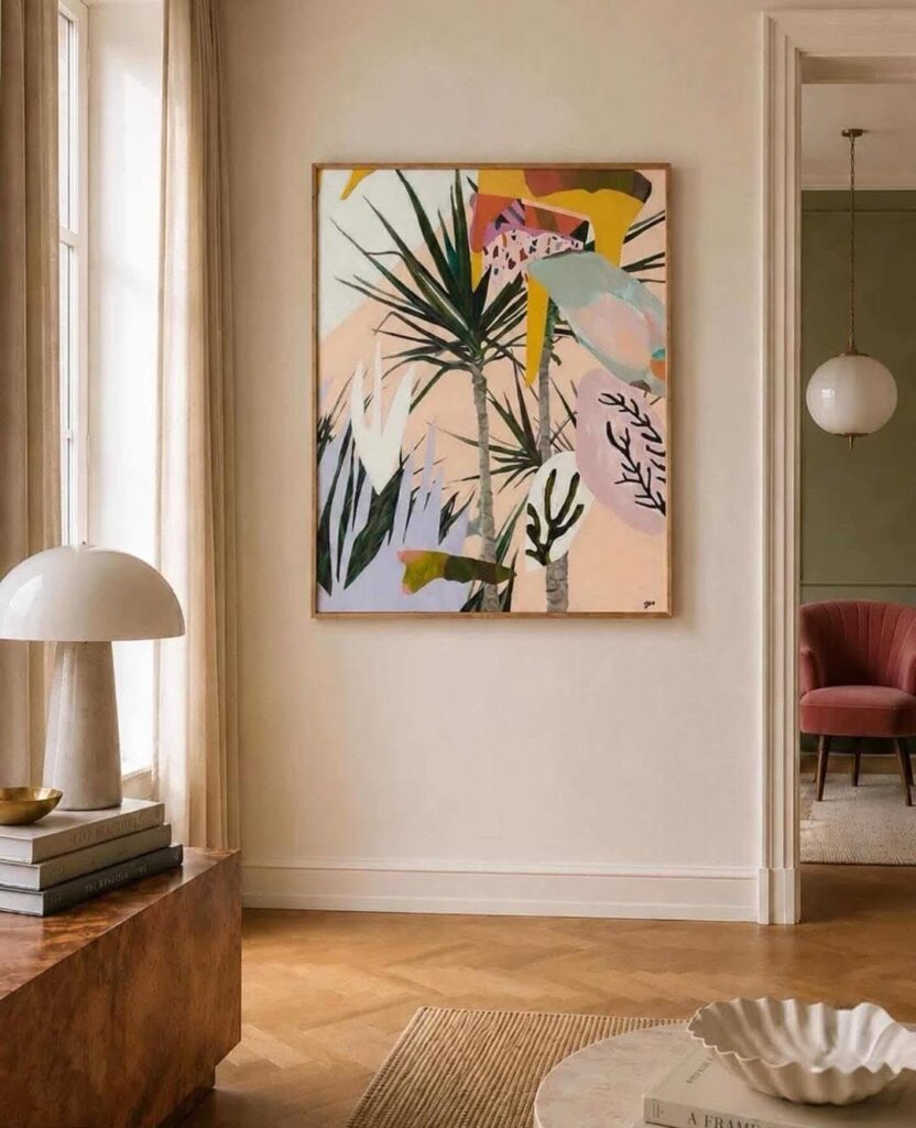Palm art in hallway by Georgie Wilson