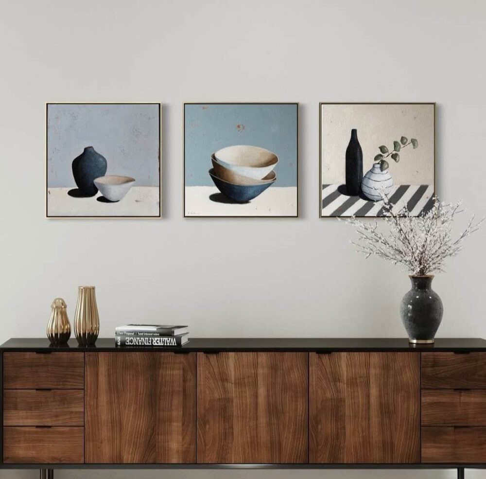 Trio of vessels still life artwork