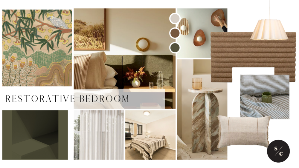 Restorative bedroom moodboard