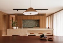 Modern kitchen design with island and wooden cabinetry
