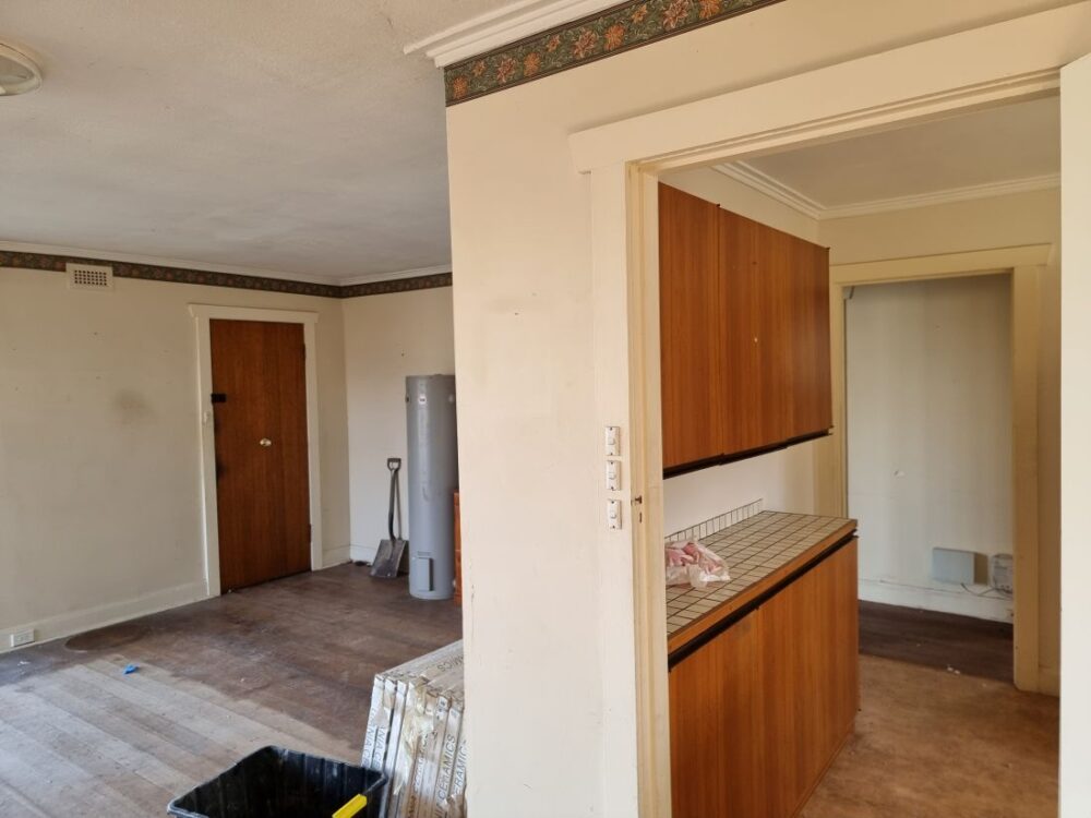 Vintage kitchen cabinets before home renovation